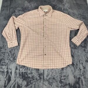 Faconnable Button Down Shirt Mens XL Red Plaid Long Sleeve Cotton 4236